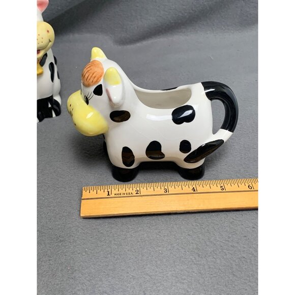 Vintage Houston Harvest Ceramic Cow Sugar Bowl & Creamer Set Black & White - Picture 14 of 16